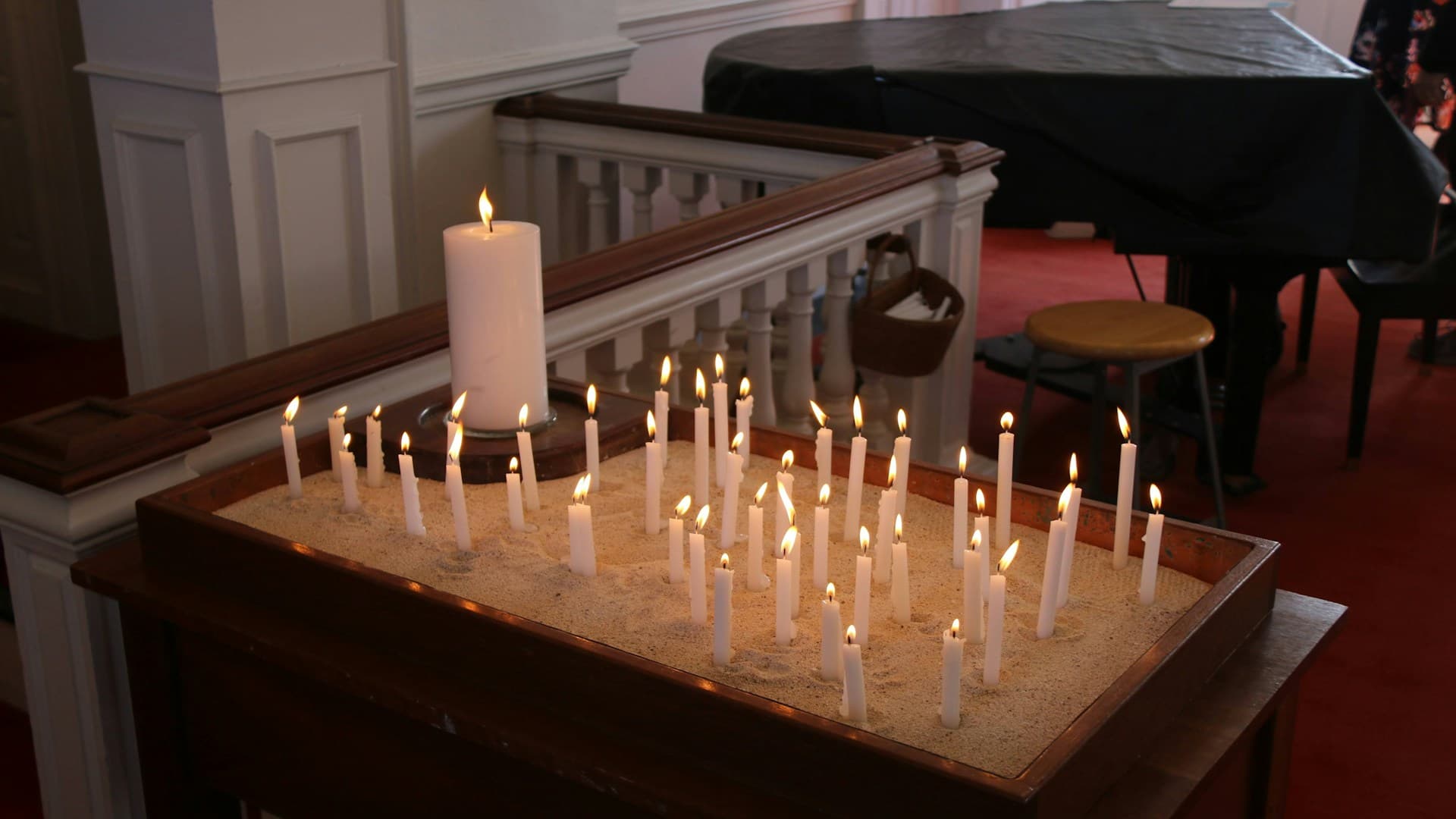 Warm candles with spiritual lighting